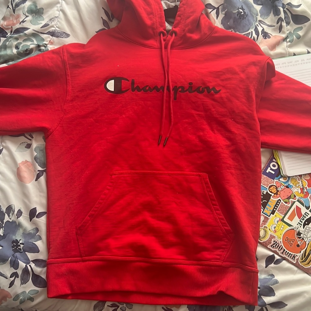 RED CHAMPION HOODIE